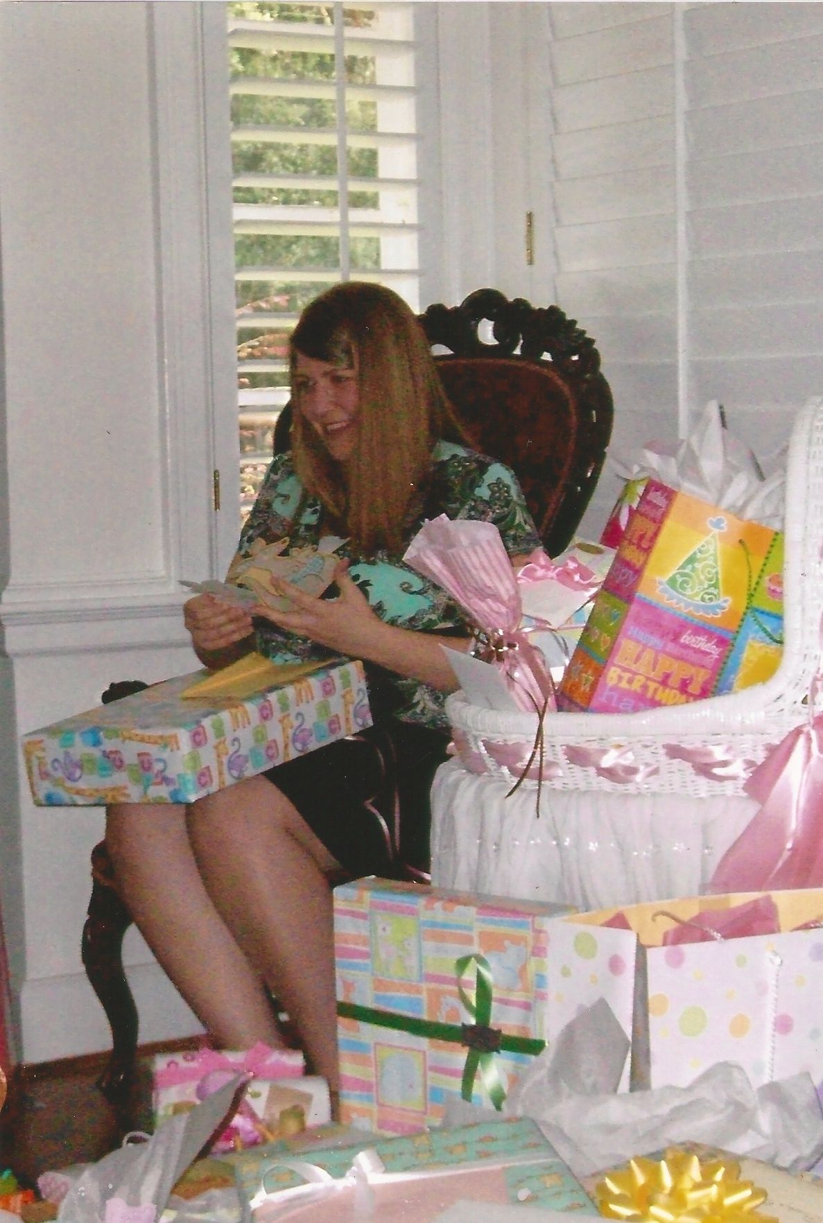 Brooke in chair at baby shower