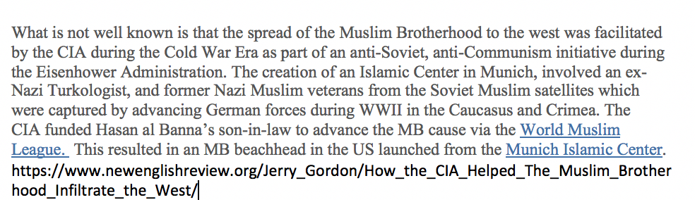 CIA helped establish Muslim Brotherhood in the West