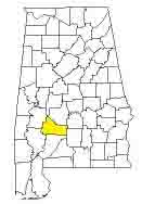 map of Alabama counties with Wilcox County highlighted